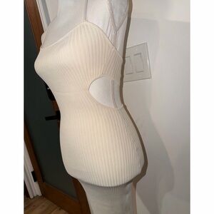 Meshki Cream Ribbed Maxi Dress